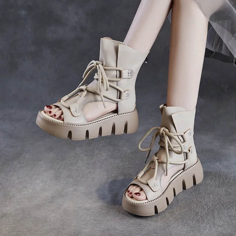 Women Fashion Cowhide Platform High-Top Sandals online