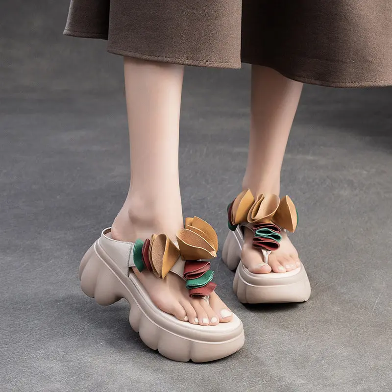 Women Summer Casual Leather Platform Slide Sandals online