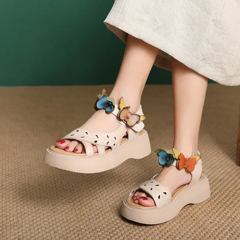 Women's Fashion Bowknot Leather Platform Velcro Sandals online